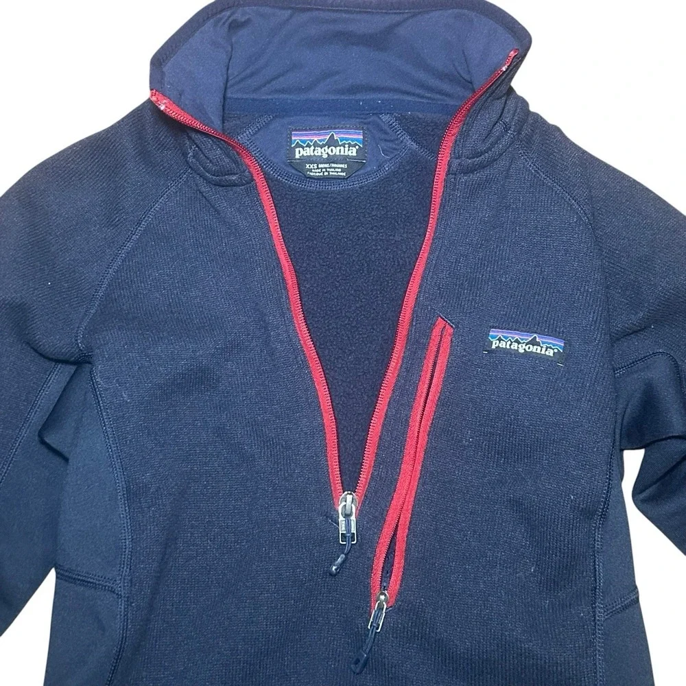 Patagonia Performance Better Sweater 1/4 Zip Fleece Men XXS Navy Blue‎ Red 25960